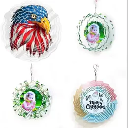 New Creative Aluminum Sublimation DIY Wind Spinner 20cm 25cm Christmas Home Decors Double Sided Circle Garden Wind Chimes C0812