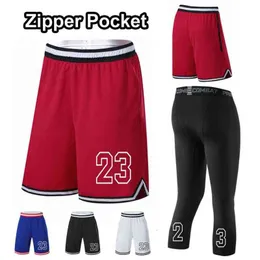 Pantaloncini da basket da uomo di alta qualità Quick Dry Tasca con zip Sport Palestra Allenamento Pantaloncini da compressione Pantaloncini da calcio per giovani