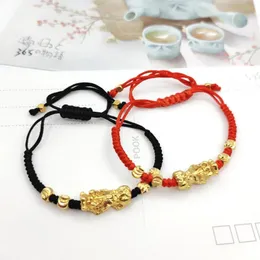 Charm Bracelets Adjustable Braided Lucky Red Black Rope Feng Shui Pixiu Pi Yao Attract Wealth Prosperity Good Luck WristbandCharm