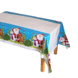 Toca de mesa de Natal Decorações de ano novo Decorações descartáveis ​​PVC Cartoon Cozinha de jantar Capas de mesa retangulares Toelas de mesa Ornamentos de Natal SN4728