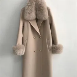 Qiuchen PJ19100 Przyjazd Wysokiej jakości kaszmirowy kurtka dla kobiet z prawdziwym futrzanym kołnierzem i mody