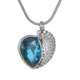 Pendant Necklaces Drop Blue Heart Urn Necklace With Crystal Memorial Always In My Cremation For Ashes Jewelry GiftsPendant