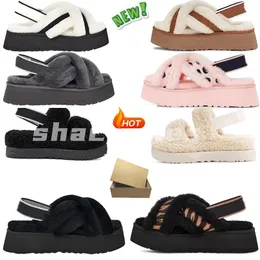 2022 Frauen pelzige Hausschuhe Sandalen Fluff Yeah Rutschen Eva Disco Cross Slide Sandale Australien Fuzzy Soft House Damen Damenschuhe Pelz flauschige Sandalen Winterpantoffel