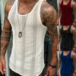 Tank Top Men Lace Hollow Out Out Summeress Shirts Summer Fashion Fashion Mens Antwear Streetwear Disual Thirts Tshirts Solid Color Tops 220629