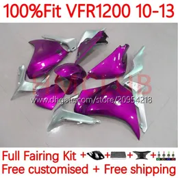 Тело для инъекций для Honda VFR1200F Cronssterer VFR 1200 RR CC F 10-13 15NO.6 VFR1200X VFR-1200 VFR1200 10 11 12 13 VFR1200RR 2010 2011 2012 2012 2013 OEM Fairing Metallic Pink