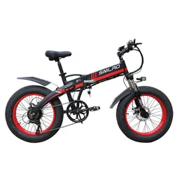 Smlro S9 Women's Mountain Bike 20 inch 4.0'' Fat Tire Folding Electric Bike 48V 10Ah 350W Hidden Removable Battery Shimano 7 Speed