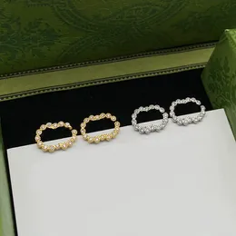 Błyszczące diamentowe kolczyki wiszące Rhinestone podwójne litery krople do uszu kobiety data przyjęcie zaręczynowe szpilki biżuteria z pudełkiem