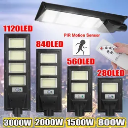 Gateljus 1500 800W Vattentät ljus 280/560/840/1120 LED Solar Lamp utomhusbelysning Vägglampor Flood Garden LightStreet Lights Street