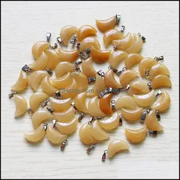 Anhänger Halsketten Anhänger Schmuck Großhandel 50 Teile/los Mode Gelbe Jade Mond Form Perlen DIY Natürliche Dhad1