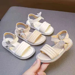 Barn Fashion Crystal Bow Children's Beach Shoes Baby Girls Sandals For Little Girl Shoes Summer New 2022 1 2 3 4 5 6 Years G220523