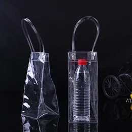 透明なプラスチックアイスワインバッグシングルワインボトルバッグフードコンテナ飲料貯蔵キッチンアクセサリーgwe13732