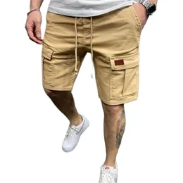 202 Summer Mens Shorts Fitness Cotton Casual String Pants Short Men Sports Multi Pocket Sports 220714