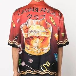 High quality Casablanc 22s men designer shirts colorful fruit wine cup gradient male and female couple Hawaiian short sleeve shirt