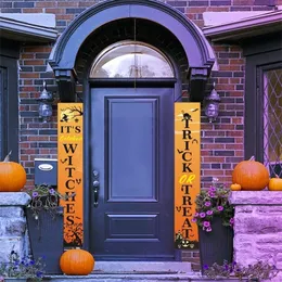Halloweenowe drzwi DEPLET HALLOWEEN DECORACJA DOMOWEGO TRICK lub TREAT HORROR Party To It Październikowi Czarownice Wystrój 200929