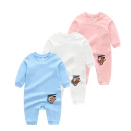 100% bomull Nyfödda babykläder Set Infant Boys Girls Rompers Luxury Letter Long Sleeve Jumpsuits Casual Kids Baby Pyjamas Högkvalitativa barnkläder