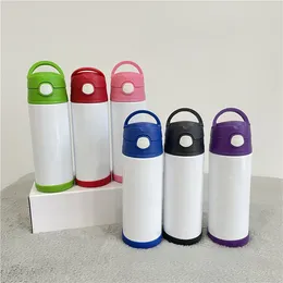 12 onças de bebê garrafa de bebê Diy Sublimation Flip Top Bottle Tumbler reto Crianças de leite copo de aço inoxidável aço para presentes de ano novo FY5259 B0524W