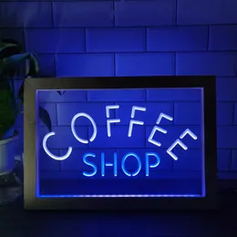 Party Decoration Coffee Shop Kitchen Bistro Dual Color Led Neon Sign Po Frame Creative Table Lamp Bedroom Desk Wood 3d Night Lightparty
