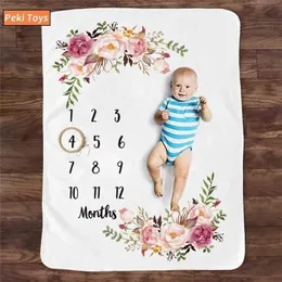 Flanell spädbarn milstolpe po props bakgrund filtar baby play mat bakgrund trasa kalender po tillbehör 210402