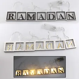 Strings LED Mubarak Eid Decoration Ramadan Festival String Light Night Lamp Hanging Islamic Party Hollow Supply #YJLED