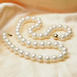 Prawdziwy AAAAA 8-9 mm White South Sea Real Pearl Naszyjnik 18 ”