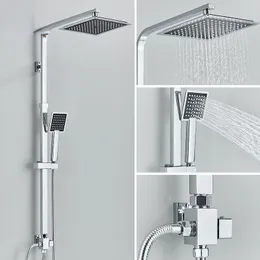 Chrombad Wasserhahn Wandmontage Niederschlag Dusche mit Handheld Dusche 2-Wege-Schalter Badezimmer Dusche Mixer Taps