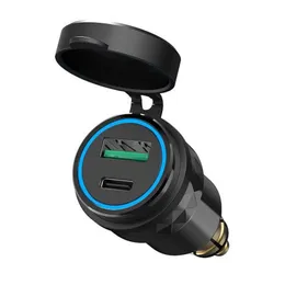 Carregador USB de alumínio de 30w PD Tipo-C QC 3.0 Adaptador de carregador rápido à prova d'água para soquete Ella DIN para motocicletas triunfadas