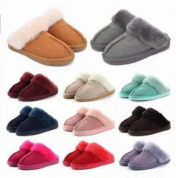 Australia classic women slippers slides slide fur winter snow black grey chestnut coffee leather womens fashion outdoor platform Slipper sandals sanda 51aZ#