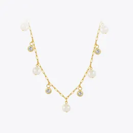 Anhänger Halsketten Kristall Halskette Für Frauen Gold Farbe Perle Geschenk Edelstahl Collier Femme 2022 Mode Schmuck P213251Pendant