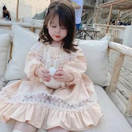 Девушка платья весеннее осень с длинным рукавом для девочки принцесса платье для малышей сладкое кружево Рождество 3-7 лет