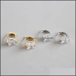 Hoop Hie Ohrringe Schmuck 100% Echt 925 Sterling Silber Klein Für Damen Mädchen Geometrische Quadrat Zirkon Ohrring Fein YME333 Drop Lieferung 202