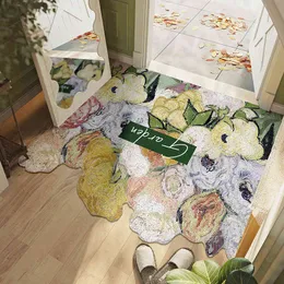 Stampa di pittura a olio in stile nordico Il tappetino per recinzione in seta per porta del portico può essere tagliato in PVC resistente all'usura e allo sporco nel piede