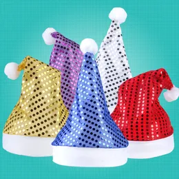 1pc Christmas Adult Kid Hats Santa Claus Cap New Year Decorations 5 Color Christmas Sequin Hat Home Party Supplies