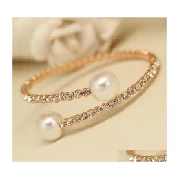 Charm Armband Pearl Armband Spiral Wedding Bridal Rhinestone Crystal Drop Leverans smycken DHVY1