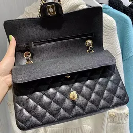 Luxury ladies shoulder bag 2C classic caviar leather double flap messenger bag fashionable large capacity 25 5cm women's hand332x