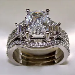 Vintage 3ct Gold Wedding 10K Engagement Diamond Ring Sets 925 Sterling Silver Lab Bijou Band For White Rings Women Men Jewelry Kkpqk