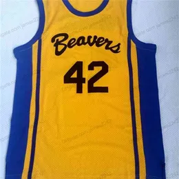 Nikivip Scott Howard #42 Beavers Movie Basketball Jersey Maglie gialle Calci da uomo S-XXL di alta qualità S-XXL