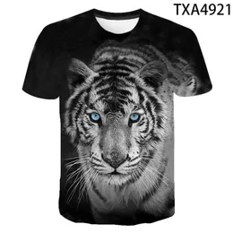 Tiger 3d T Shirt Erkek Kadın Çocuklar Yaz Moda Kısa Kollu Baskılı Hayvan Tshirt Serin Tees Tees Erkek Kız Çocuk Giyim 220607