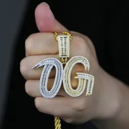 Iced Out Letter OG Pendant med kubisk zirkonbelagd hiphophalsband med guldsilverpläterade smycken passande kubansk droppfartyg