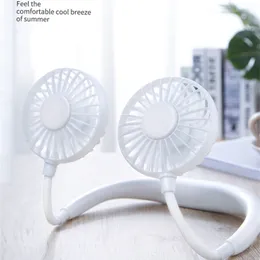 Asma Boyun Fanı Sporları Tembel Taşınabilir Mini Fan LED Işık yayan katlanır USB fanı perakende kutusu ile 360 ​​derece dönebilir