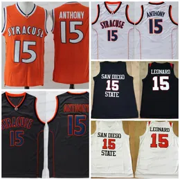 Syracuse Orange #15 Carmelo Anthony Trikots Basketball Orange San Diego State 15 Kawhi Leonard Black College Weiße Herren genähtes Trikot