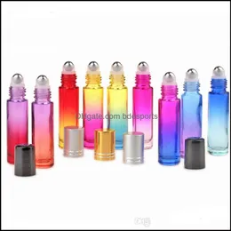 10 мл стеклянного рулона на бутылках градиент цветовой ролик с бутылкой из нержавеющей стали рулон идеально подходит для эфирных масел LX5028.