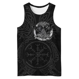 Cloocl 3d tryckt tank top viking symbol tatuering raven streetwear väst ärmlösa män kvinnor avslappnad fitness dropp 220627