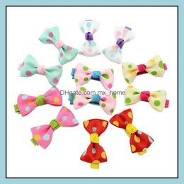 Accessori per capelli Fiocchi per bambini Clip Nastro a pois per capelli per ragazze Fiocco per boutique per bambini con 7 mollette per capelli stile bambino Drop Delive Dhgcp