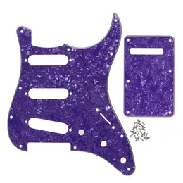 1 Set SSS 11 Hole Pickguard Purple Pearl 4Ply Scratch Plate Back Plate Screws for Electric Guitar