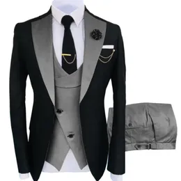 Men's Suits & Blazers Two-color Men 3 Pieces Tailored Man Groom Wedding Tuxedo Slim Fit Jacquard Blazer Jacket Vest Pants Clothing