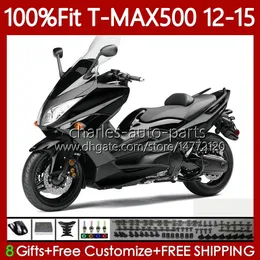 Injection mold Fairings For YAMAHA TMAX-500 MAX-500 T MAX500 12-15 Bodywork 113No.0 TMAX MAX 500 TMAX500 12 13 14 15 T-MAX500 2012 2013 2014 2015 OEM Body Glossy Black