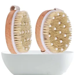New Style Hot Dry Skin Body Soft Natural Bristle SPA Brush Wooden Bath Shower Bristle Body Brush without Handle 0420