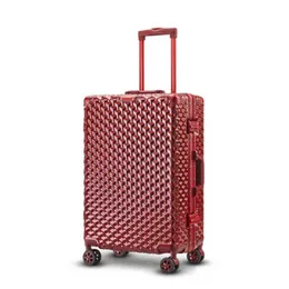 Den nya tummen Aluminium Frame Trolley Case Boarding Bagage Bag Universal Wheel Suitcase Hållbar J220707