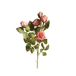 Flores decorativas grinaldas de ramo único artificial retro rosa de seda rosa noiva vintage segurando uma flor de flor falsa decoração de casamento