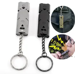 Other Home Garden Outdoor Survival Whistle Double Pipe Whistle Stainless Steel Alloy Keychain Cheerleading Emergency Multi Tool GCE13448